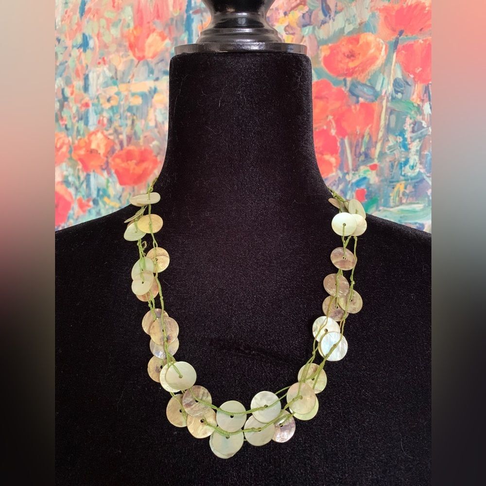 Delicate, Beautiful Hand Made Green Paua Shell Boho Necklace